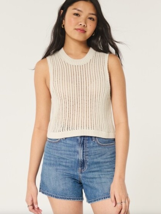 Hollister Tops - Hollister | NWT Easy High-Neck Crochet-Style Knit Tank